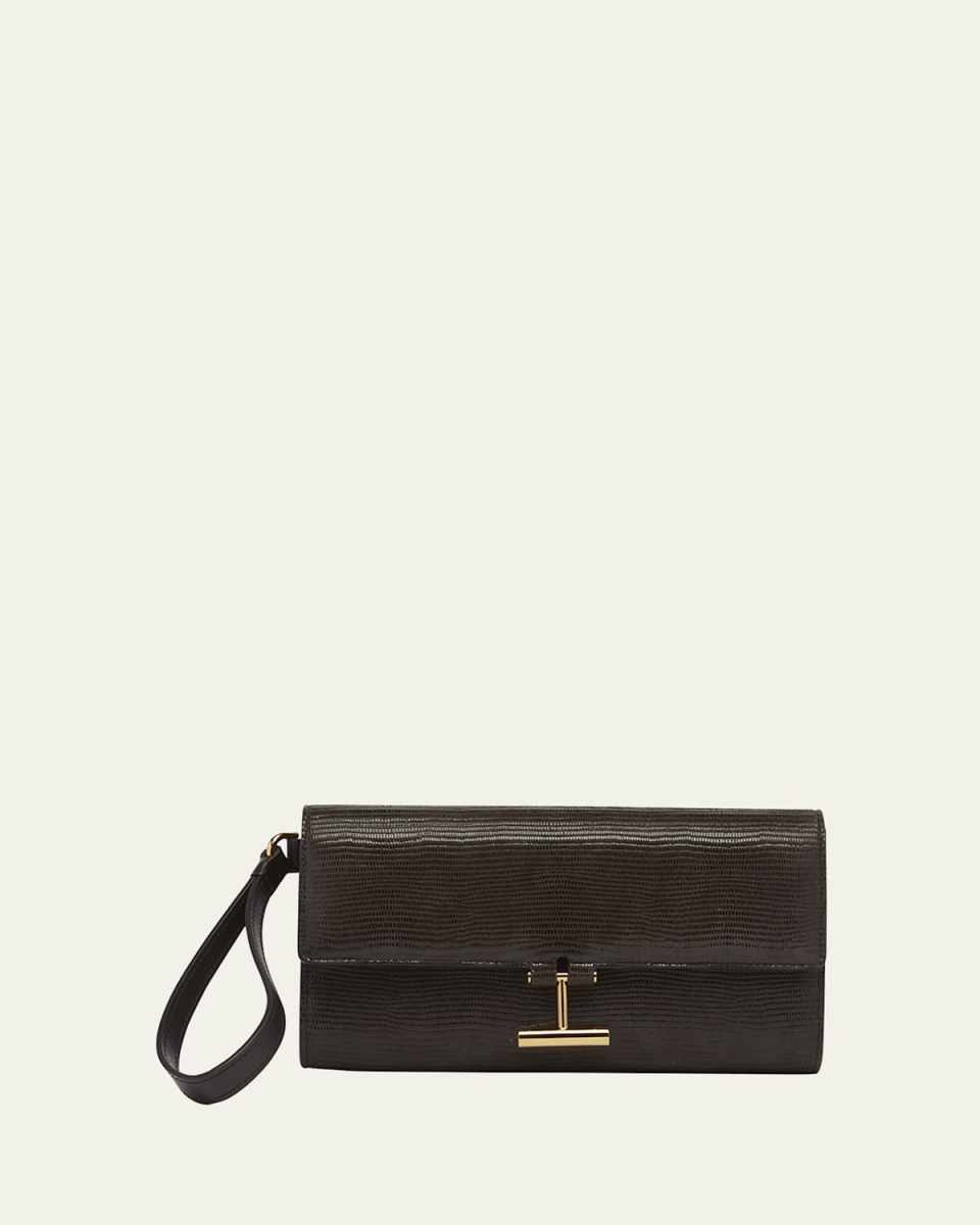 Tara Pouch Wristlet in Lizard-Embossed Leather
